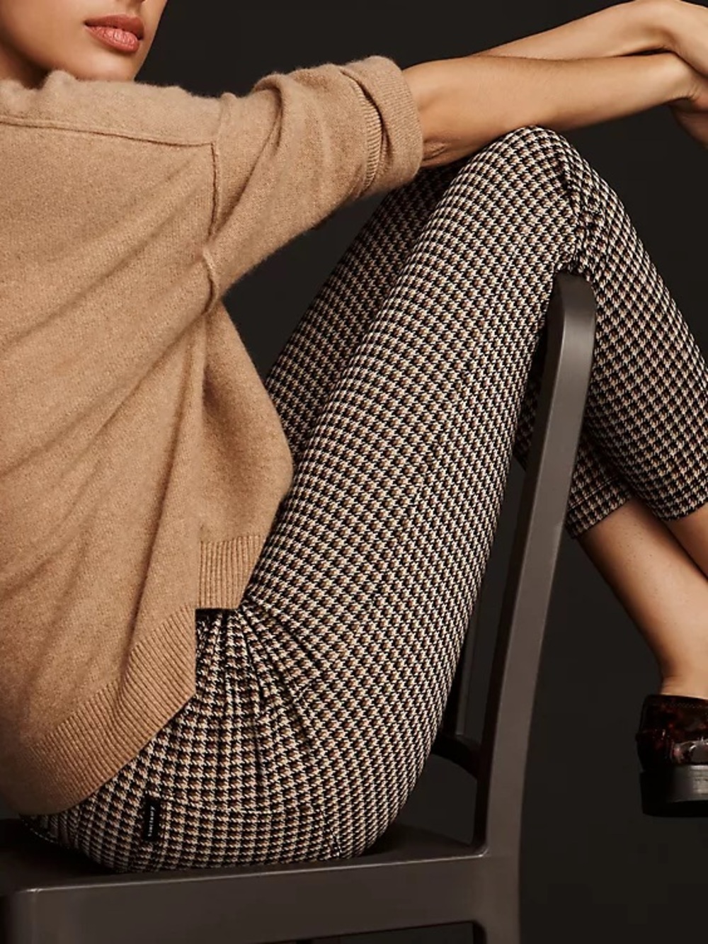 NWT new XS free people sanctuary runway hi rise leggings brown tan houndstooth